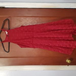 A red flower lace dress